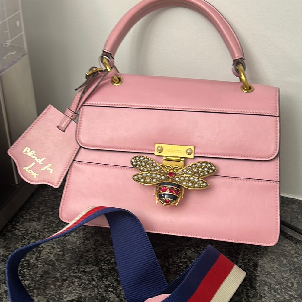 . GUCCI Queen Margaret Pink Bee Lea Satchel; - Picture 2 of 15